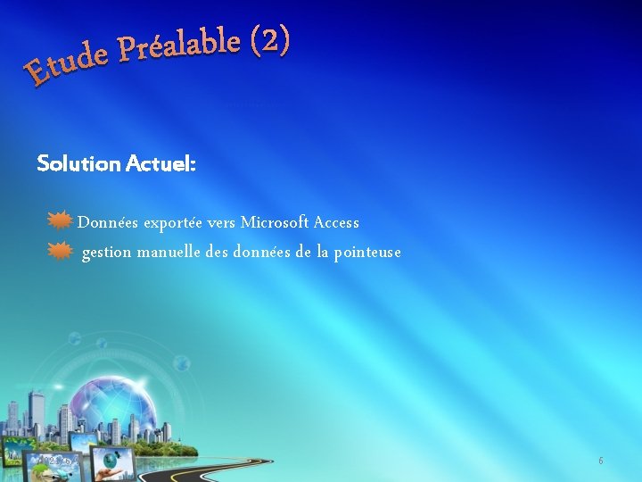 Solution Actuel: Données exportée vers Microsoft Access gestion manuelle des données de la pointeuse