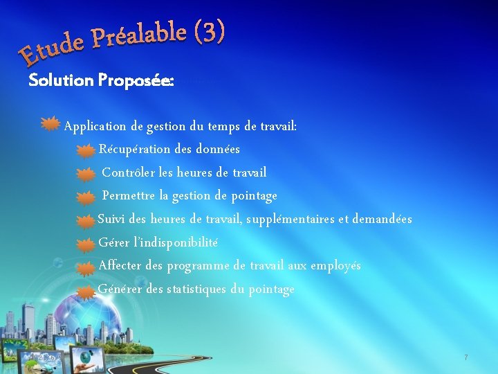 Solution Proposée: Application de gestion du temps de travail: Récupération des données Contrôler les