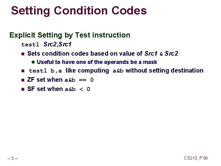 CS 213 MachineLevel Programming II Control Flow Topics
