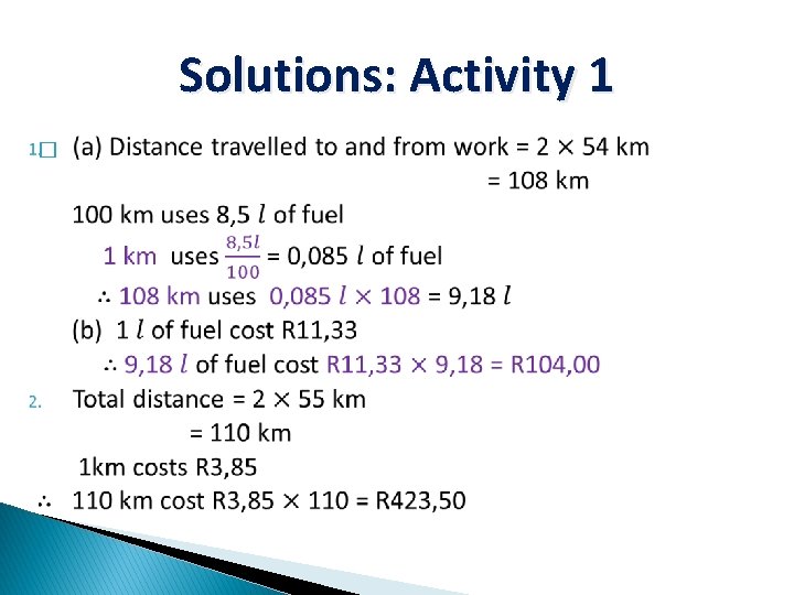 Solutions: Activity 1 � 