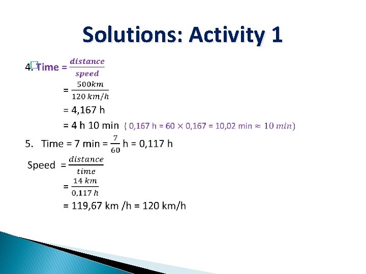 Solutions: Activity 1 � 