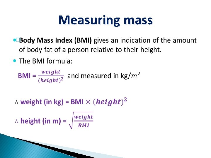 Measuring mass � 