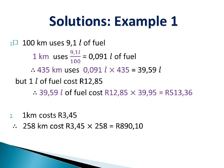 Solutions: Example 1 � 