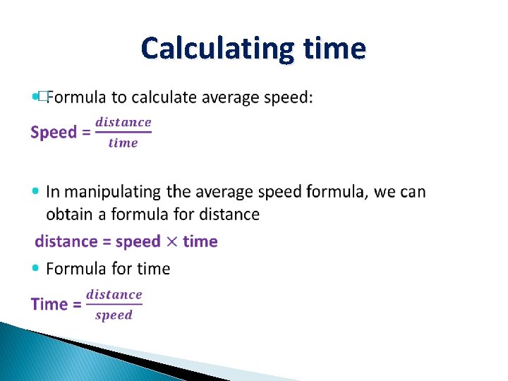 Calculating time � 