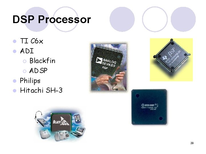 DSP Processor TI C 6 x l ADI ¡ Blackfin ¡ ADSP l Philips