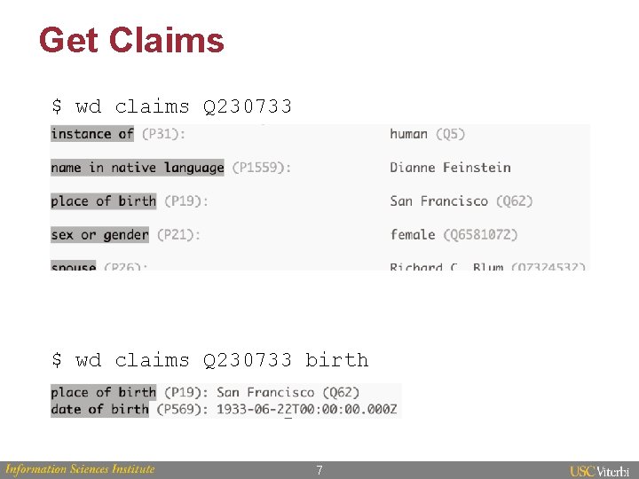 Get Claims $ wd claims Q 230733 birth 7 