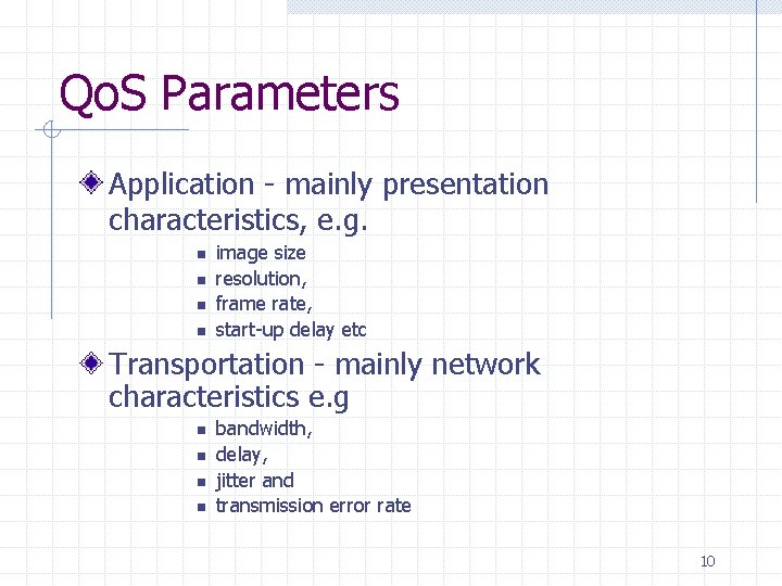 Qo. S Parameters Application - mainly presentation characteristics, e. g. n n image size Qo. S Parameters Application - mainly presentation characteristics, e. g. n n image size