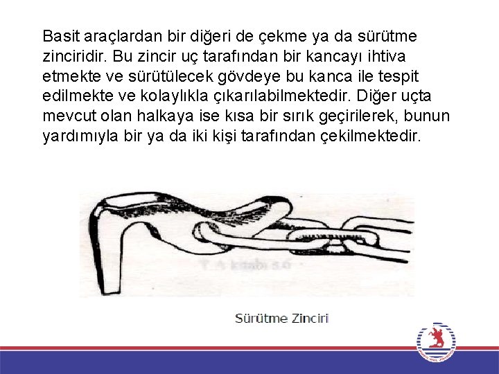 Basit araçlardan bir diğeri de çekme ya da sürütme zinciridir. Bu zincir uç tarafından Basit araçlardan bir diğeri de çekme ya da sürütme zinciridir. Bu zincir uç tarafından