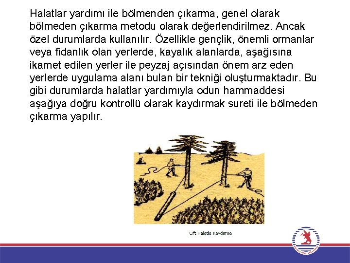 Halatlar yardımı ile bölmenden çıkarma, genel olarak bölmeden çıkarma metodu olarak değerlendirilmez. Ancak özel Halatlar yardımı ile bölmenden çıkarma, genel olarak bölmeden çıkarma metodu olarak değerlendirilmez. Ancak özel