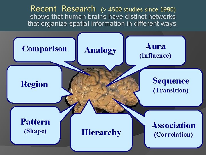 Recent Research (> 4500 studies since 1990) shows brains have distinct networks shows that