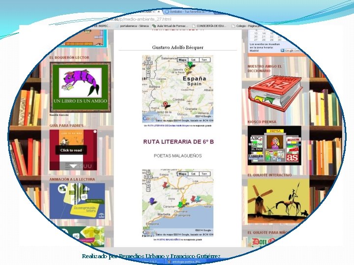 Antología poética multimedia Gymkana QR Catálogo online BIBLIOWEB Rutas literarias con Google maps Redes