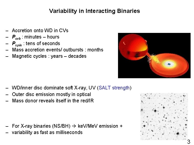 Variability in Interacting Binaries – – – Accretion onto WD in CVs Porb :