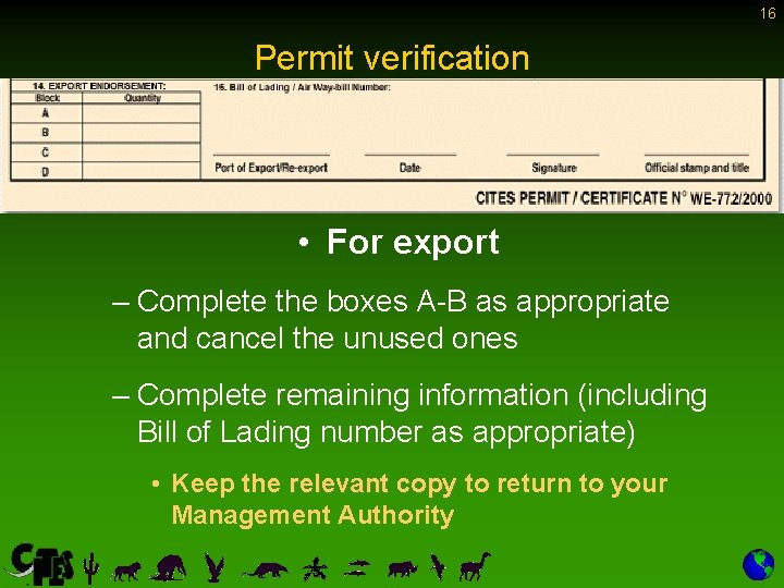 16 Permit verification • For export – Complete the boxes A-B as appropriate and 16 Permit verification • For export – Complete the boxes A-B as appropriate and