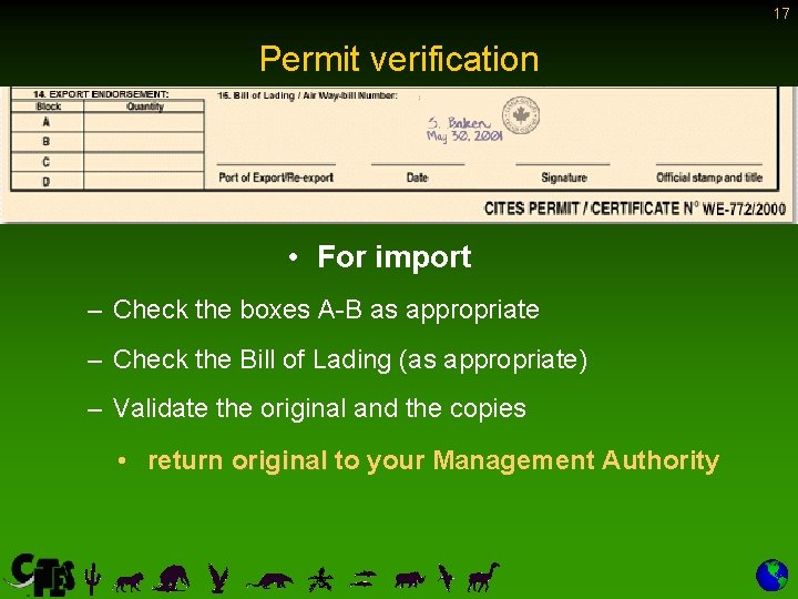 17 Permit verification • For import – Check the boxes A-B as appropriate – 17 Permit verification • For import – Check the boxes A-B as appropriate –