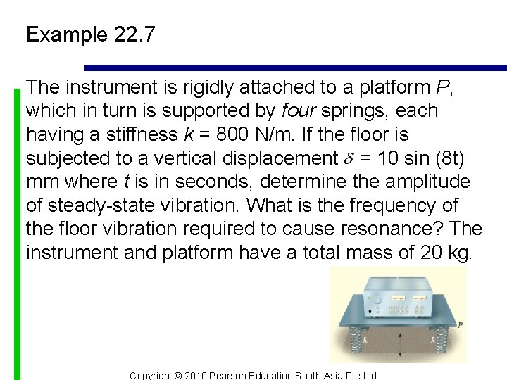 Example 22. 7 The instrument is rigidly attached to a platform P, which in