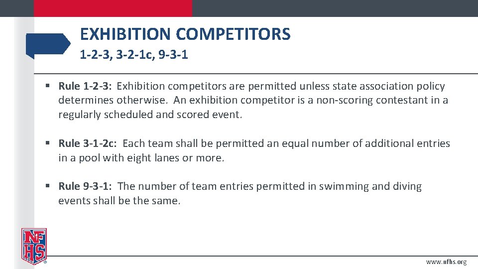 EXHIBITION COMPETITORS 1 -2 -3, 3 -2 -1 c, 9 -3 -1 § Rule