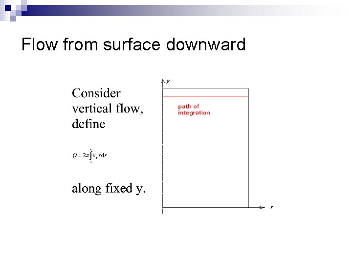 Flow from surface downward 