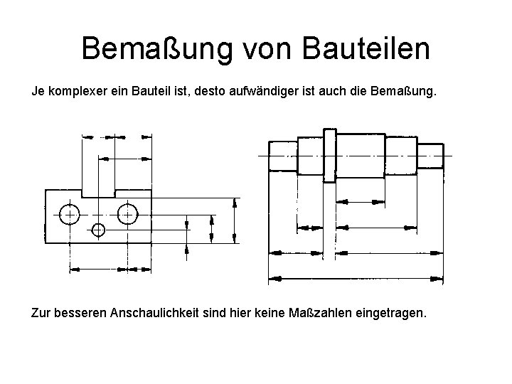 Bemaßung von Bauteilen Je komplexer ein Bauteil ist, desto aufwändiger ist auch die Bemaßung.