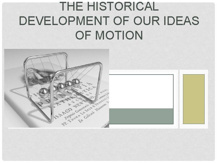 THE HISTORICAL DEVELOPMENT OF OUR IDEAS OF MOTION 