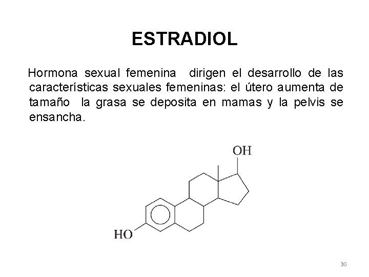 ESTRADIOL Hormona sexual femenina dirigen el desarrollo de las características sexuales femeninas: el útero