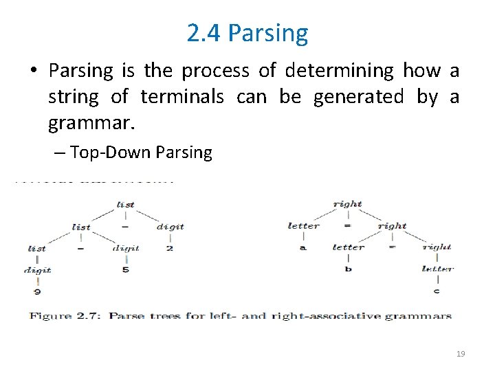 2. 4 Parsing • Parsing is the process of determining how a string of
