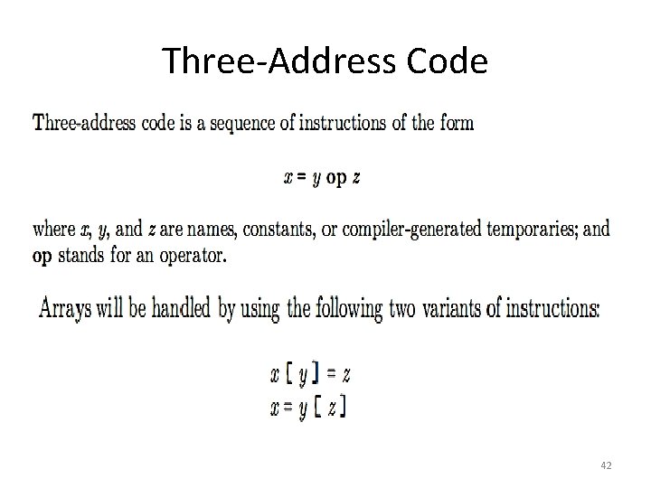 Three-Address Code 42 