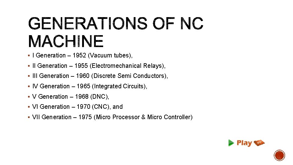 § I Generation – 1952 (Vacuum tubes), § II Generation – 1955 (Electromechanical Relays),