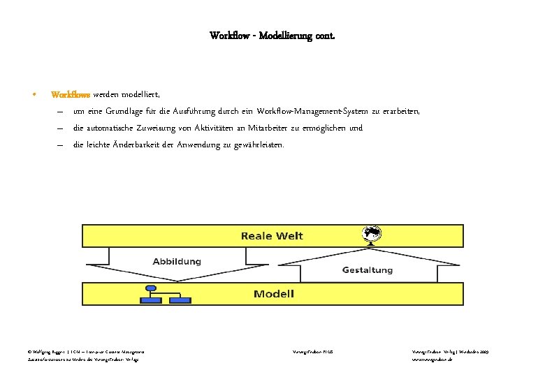 Workflow - Modellierung cont. • Workflows werden modelliert, – um eine Grundlage für die Workflow - Modellierung cont. • Workflows werden modelliert, – um eine Grundlage für die