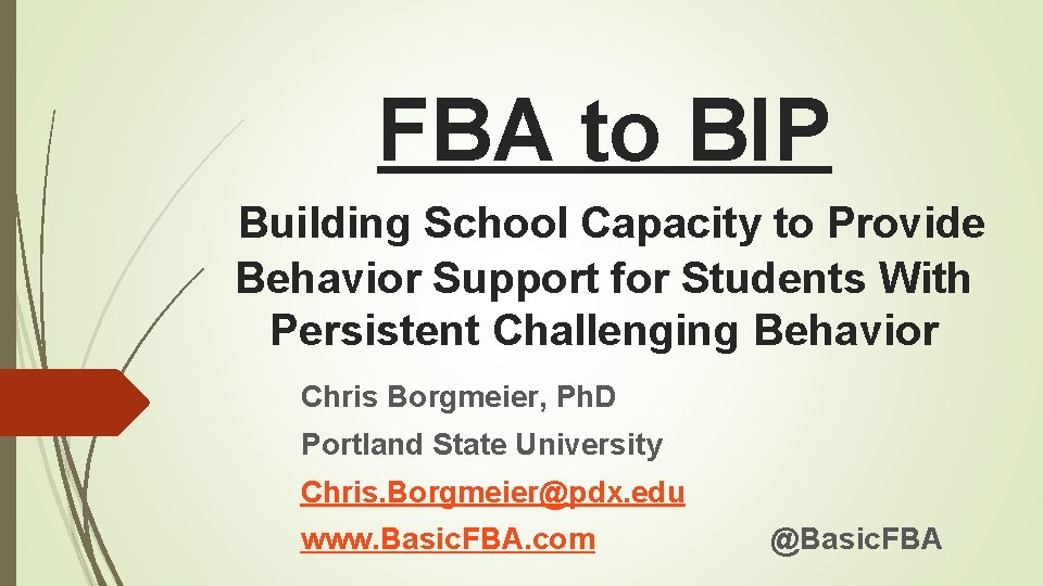 FBA to BIP Building School Capacity to Provide Behavior Support for Students With Persistent