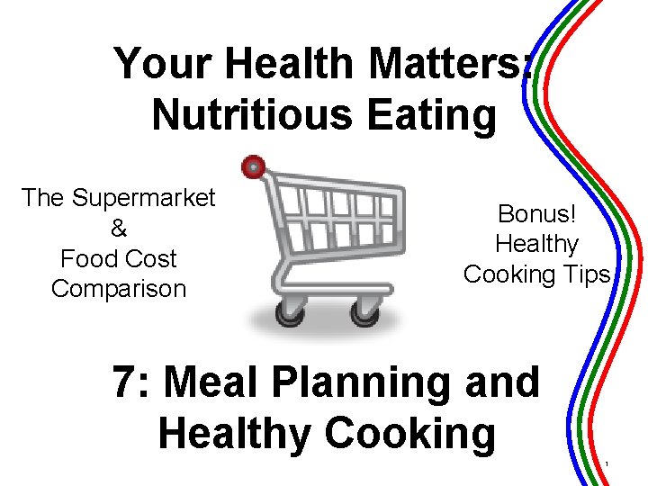 Your Health Matters: Nutritious Eating The Supermarket & Food Cost Comparison Bonus! Healthy Cooking