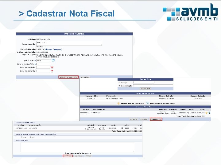 > Cadastrar Nota Fiscal 