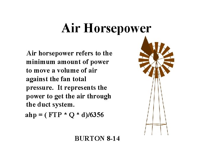 Air Horsepower Air horsepower refers to the minimum amount of power to move a