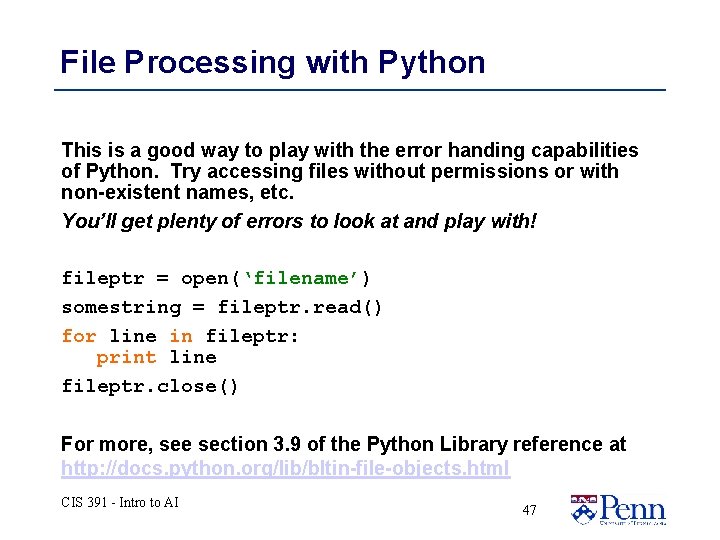 File Processing with Python This is a good way to play with the error File Processing with Python This is a good way to play with the error
