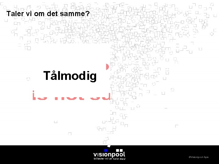 Taler vi om det samme? Tålmodig ©Visionpool Aps 