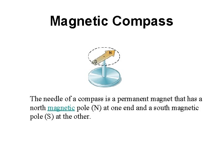 Magnetic Compass The needle of a compass is a permanent magnet that has a
