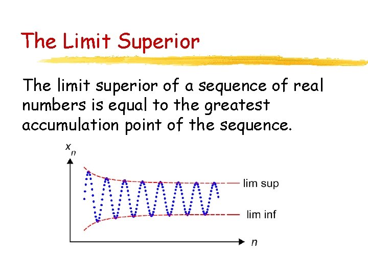 The Limit Superior The limit superior of a sequence of real numbers is equal