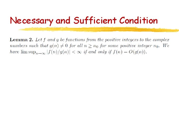 Necessary and Sufficient Condition 