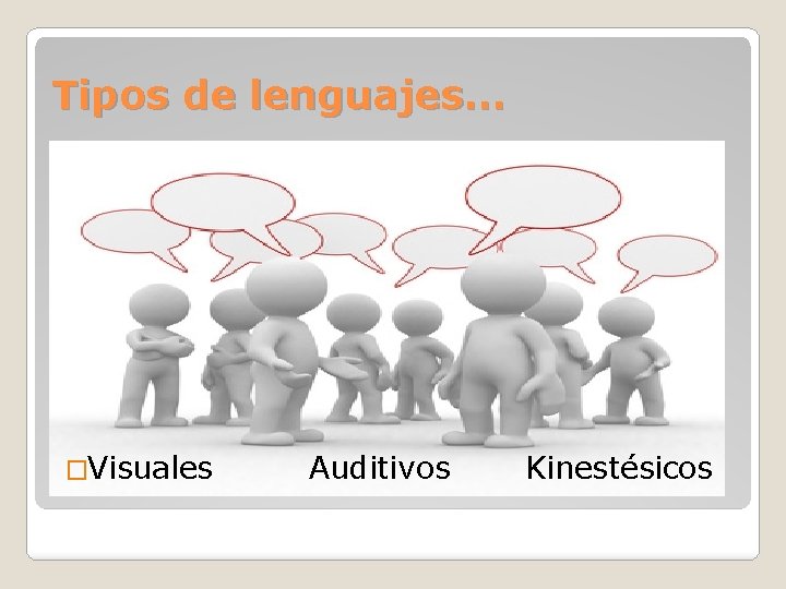Tipos de lenguajes… �Visuales Auditivos Kinestésicos 