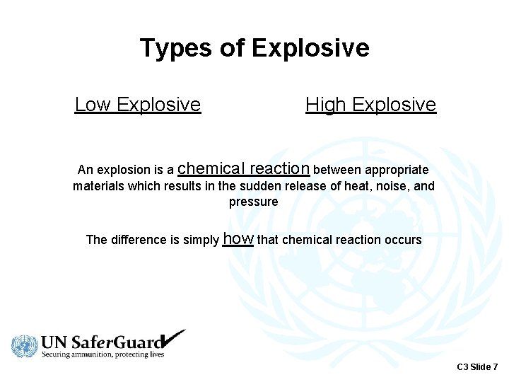 Types of Explosive Low Explosive High Explosive An explosion is a chemical reaction between