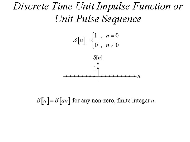 Discrete Time Unit Impulse Function or Unit Pulse Sequence 