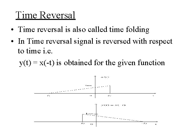 Time Reversal • Time reversal is also called time folding • In Time reversal