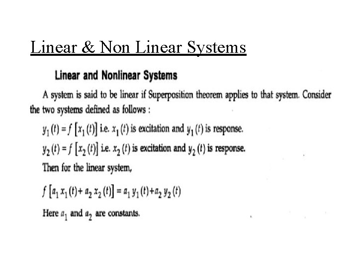 Linear & Non Linear Systems 