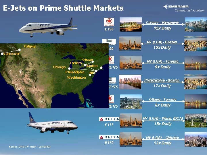 E-Jets on Prime Shuttle Markets Calgary - Vancouver E 190 12 x Daily NY