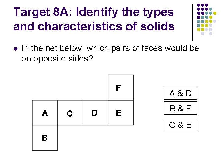 Target 8 A: Identify the types and characteristics of solids l In the net