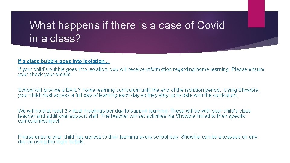 What happens if there is a case of Covid in a class? If a