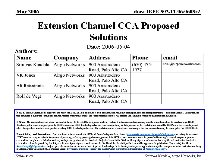 May 2006 doc. : IEEE 802. 11 -06/0608 r 2 Extension Channel CCA Proposed