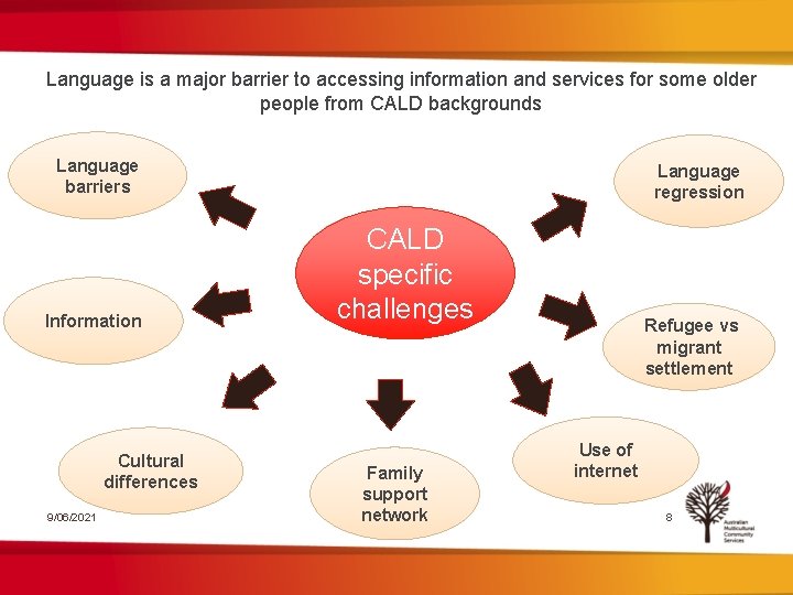 Language is a major barrier to accessing information and services for some older people