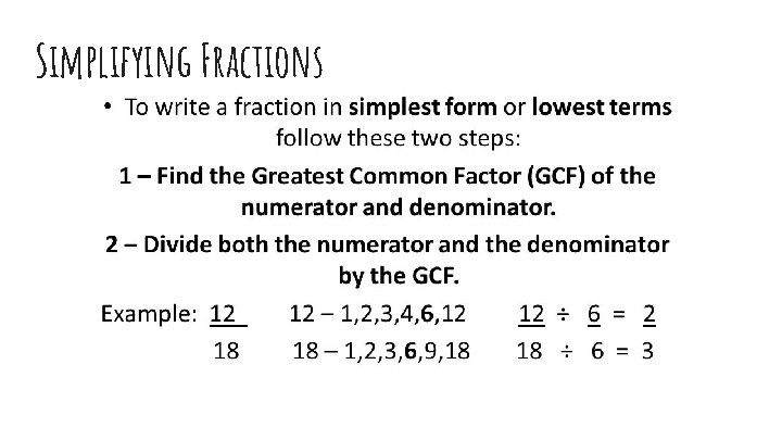 Simplifying Fractions 