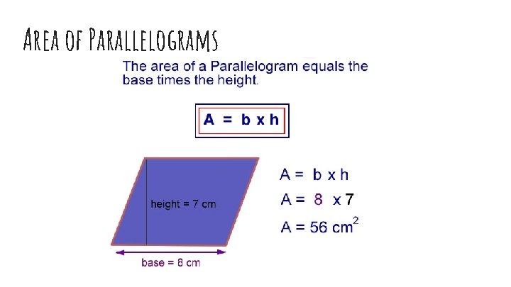 Area of Parallelograms 