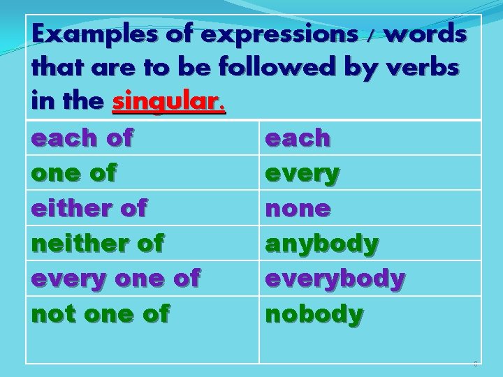 Examples of expressions / words that are to be followed by verbs in the